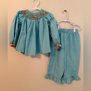 Lolly Wolly Doodle Smocked Fall Pumpkin Outfit